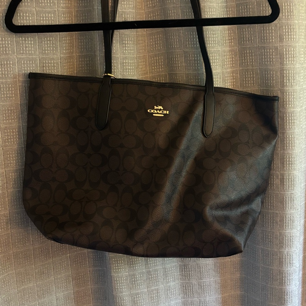 Coach Dark Brown Signature Tote